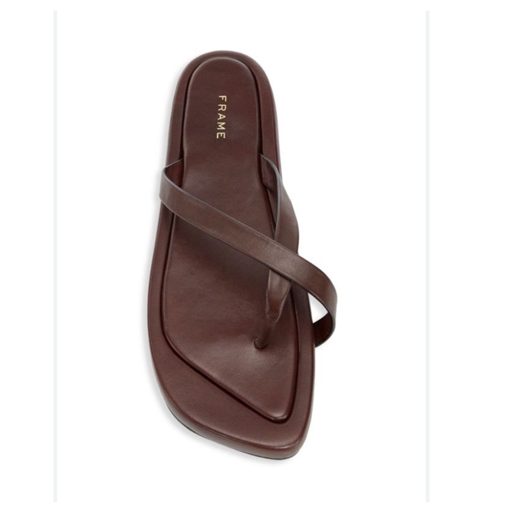 Frame Le Montauk Chocolate Brown Leather Cross Sandals Size 36.5 US 6.5…